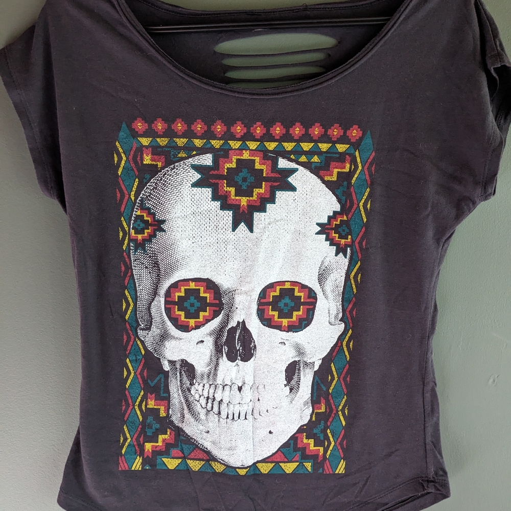 Western Skull Print Short Sleeve Top